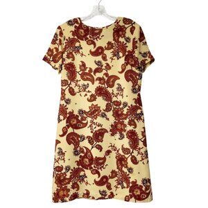 Talbots Pure Silk Paisley Print Shift Dress Women's Size 12 Lined Short Sleeve